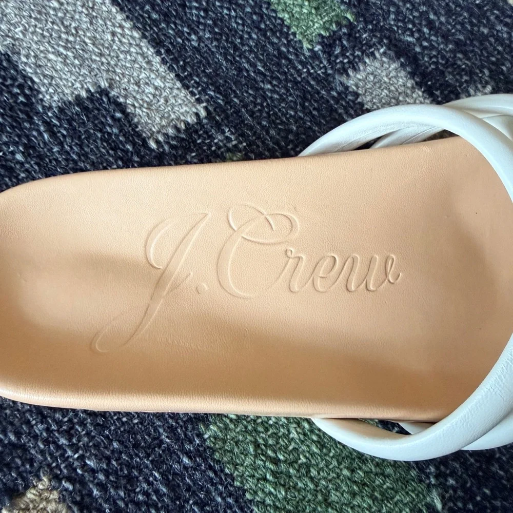J.Crew Pacific Cushy Leather Strappy Sandals Cream White Size 8